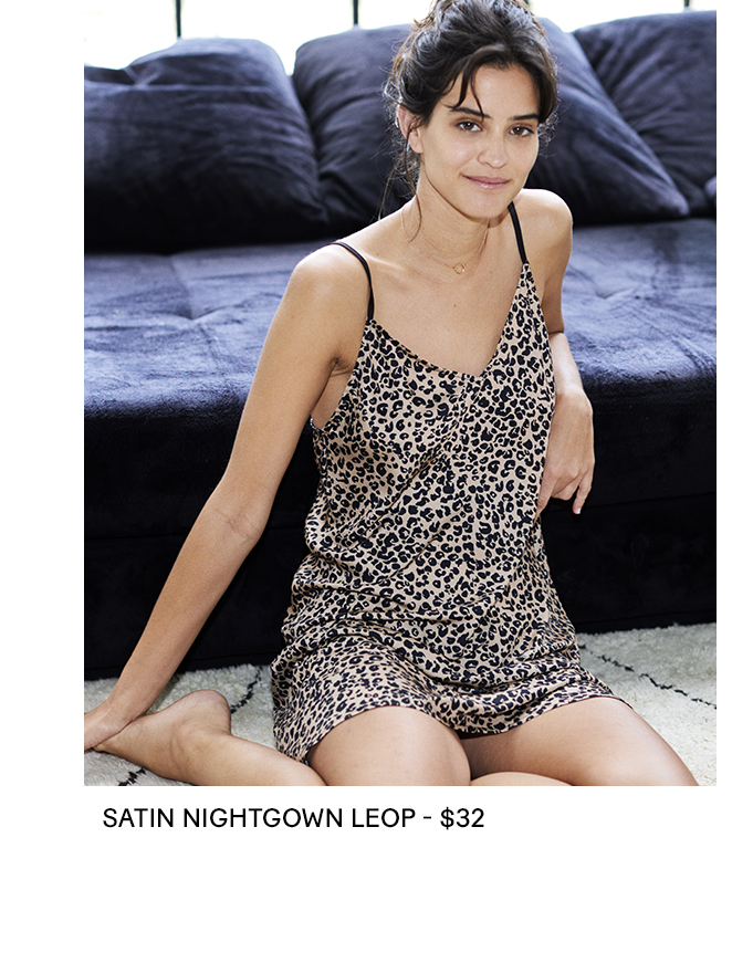 SATIN NIGHTGOWN LEOP - $32